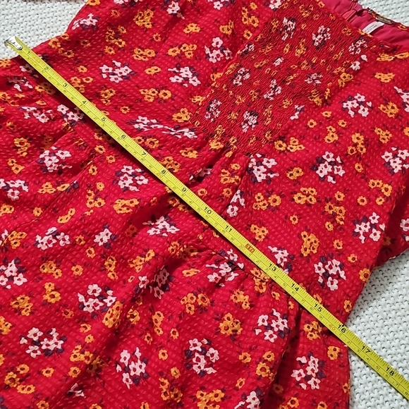 Free People Womens Red‎ Floral Chiffon Long Sleeve Mini A Line Dress Sz 0 EUC - Picture 16 of 16